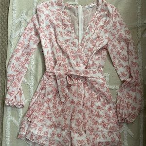 Pink floral long sleeve romper